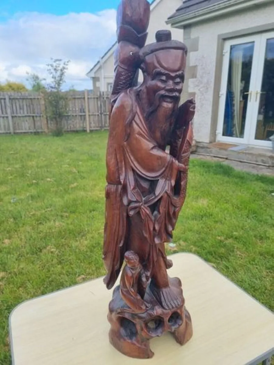 Large Chinese Antique Wooden Sculpture - Image 3