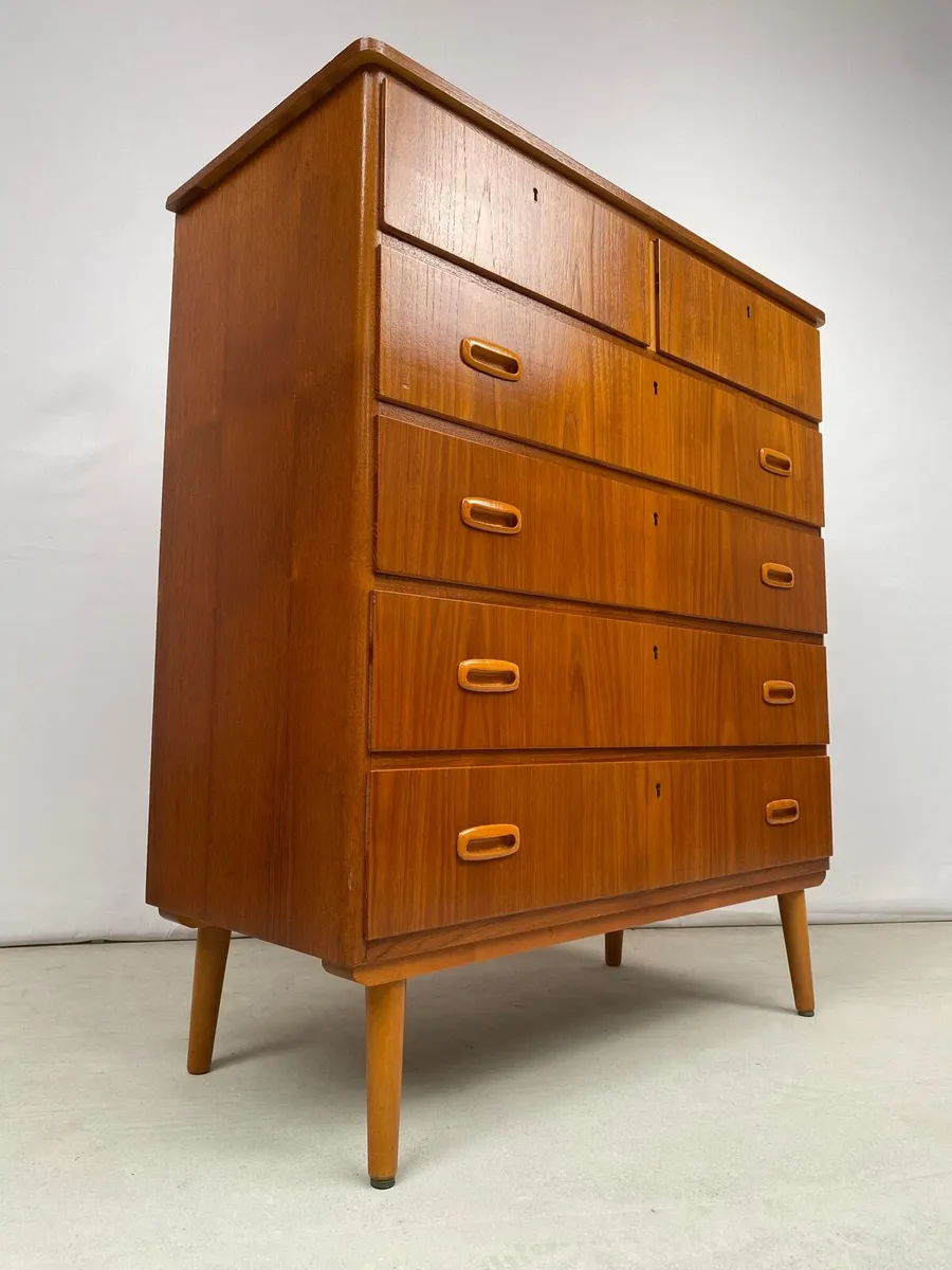 Mid Century Teak Tallboy Chest of Drawers - Image 3