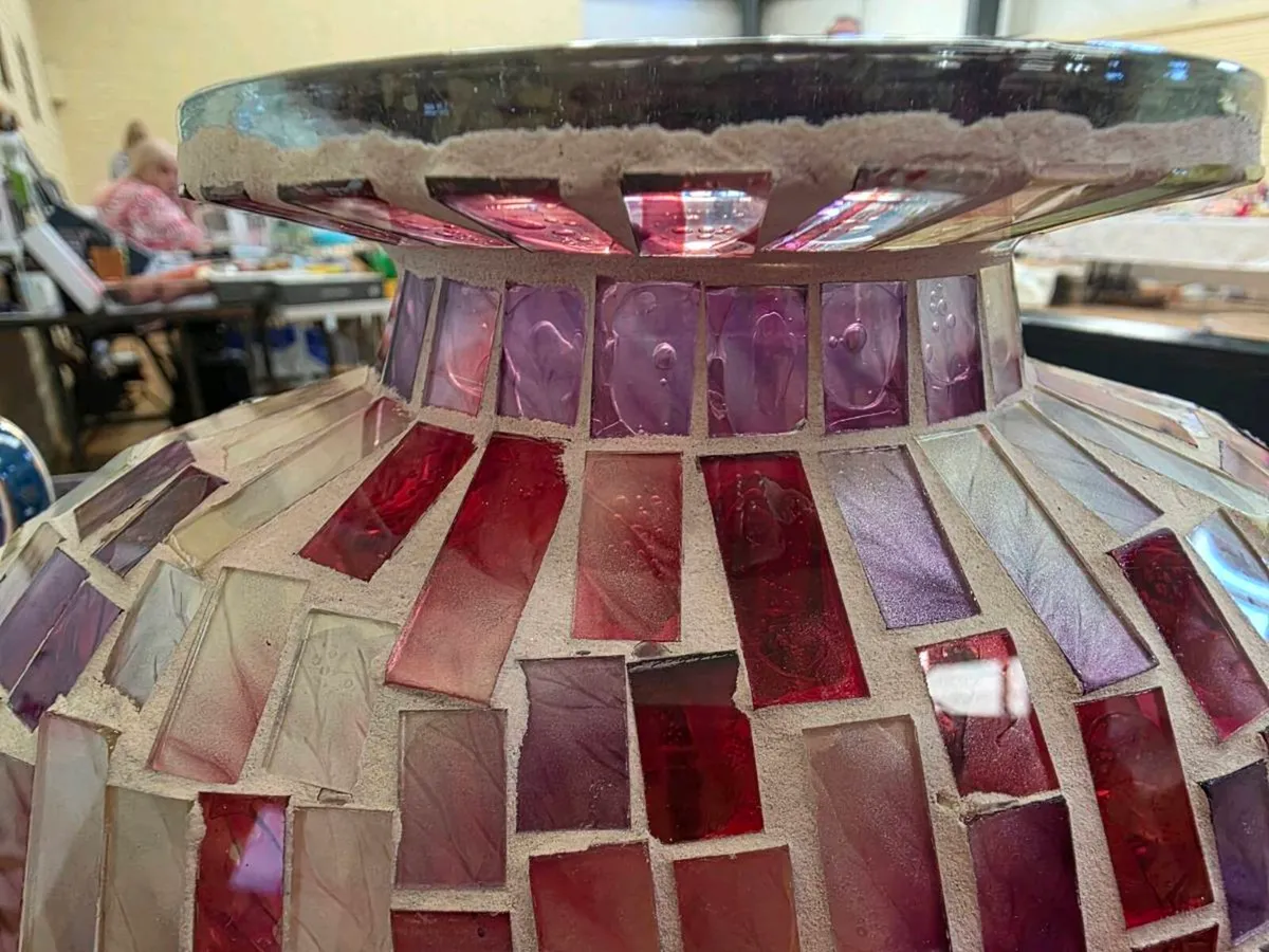 HUGE GLITTERY FULLY TILED, Glass Heavy Thick Vase - Image 3