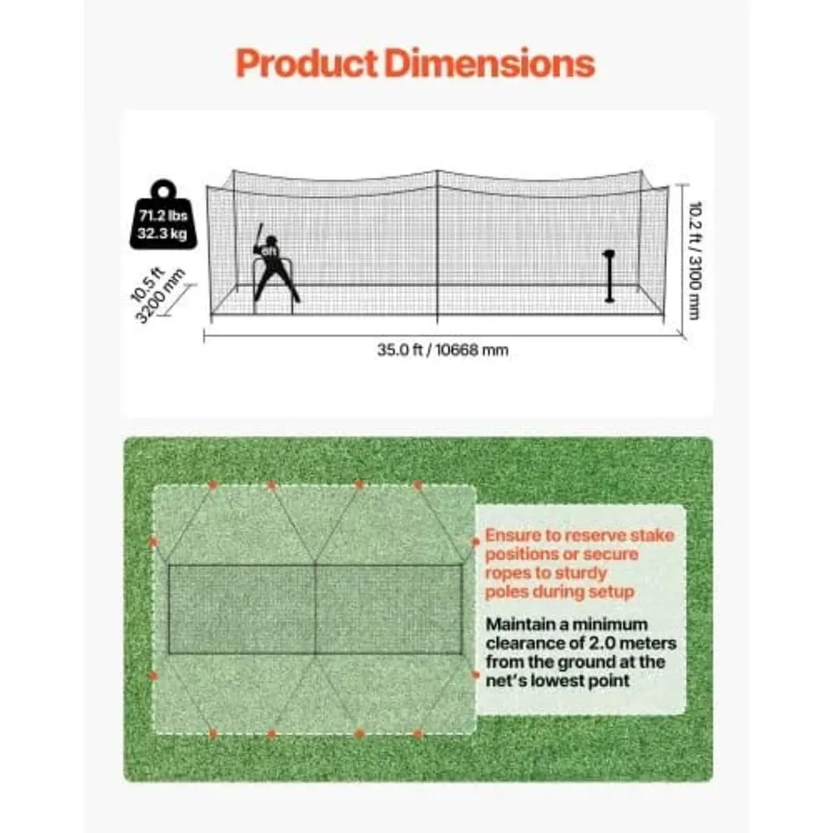 Baseball Batting Cage, 10668 x 3200 x 3100mm Frees - Image 3