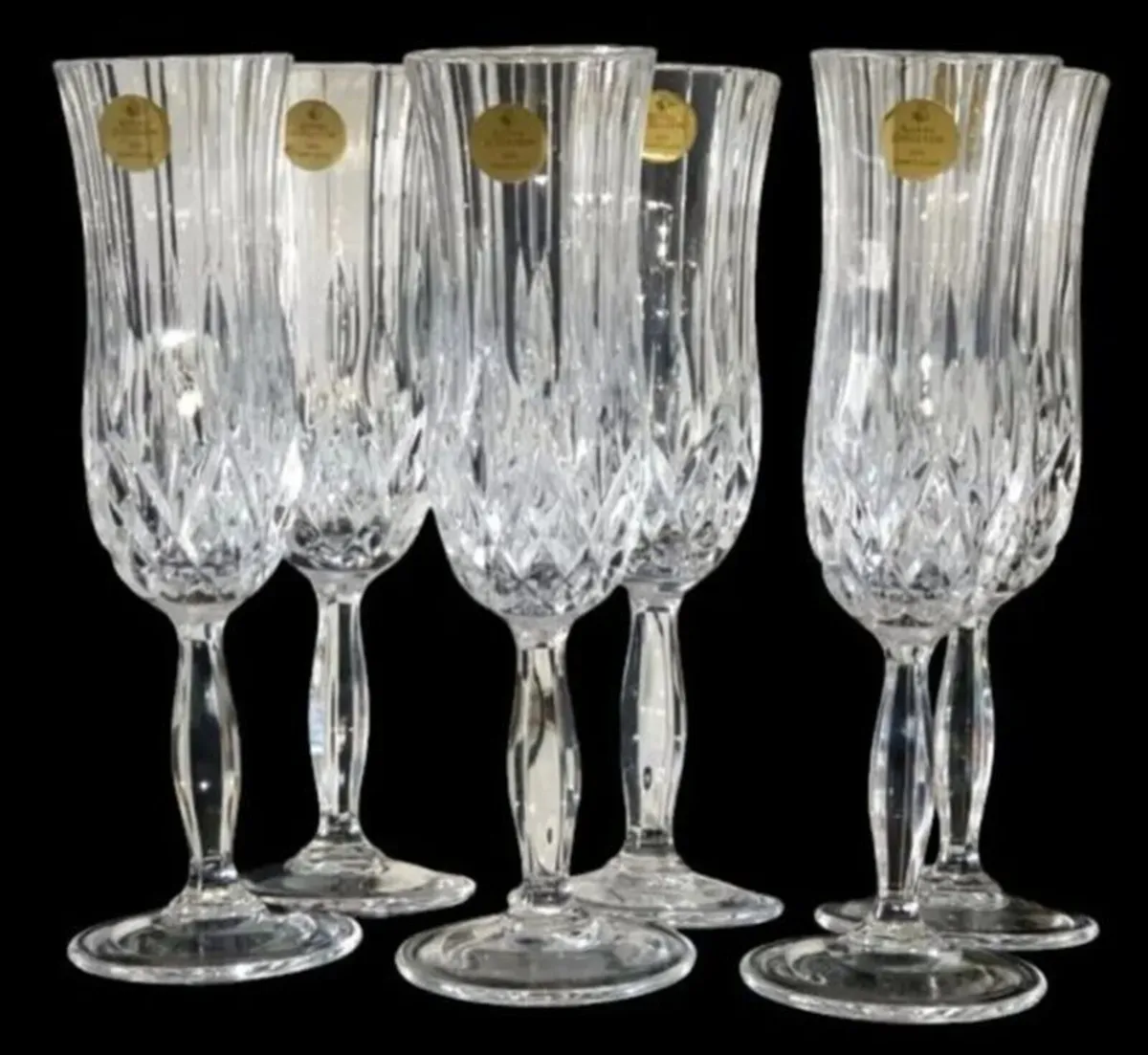 6 x Vintage Royal Doulton Crystal Champagne Flutes - Image 3