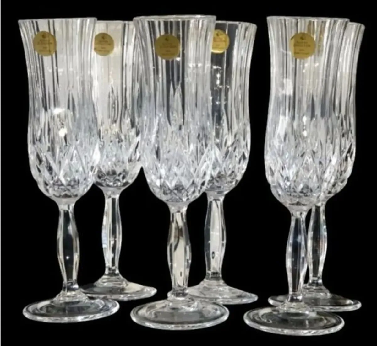 6 x Vintage Royal Doulton Crystal Champagne Flutes - Image 4