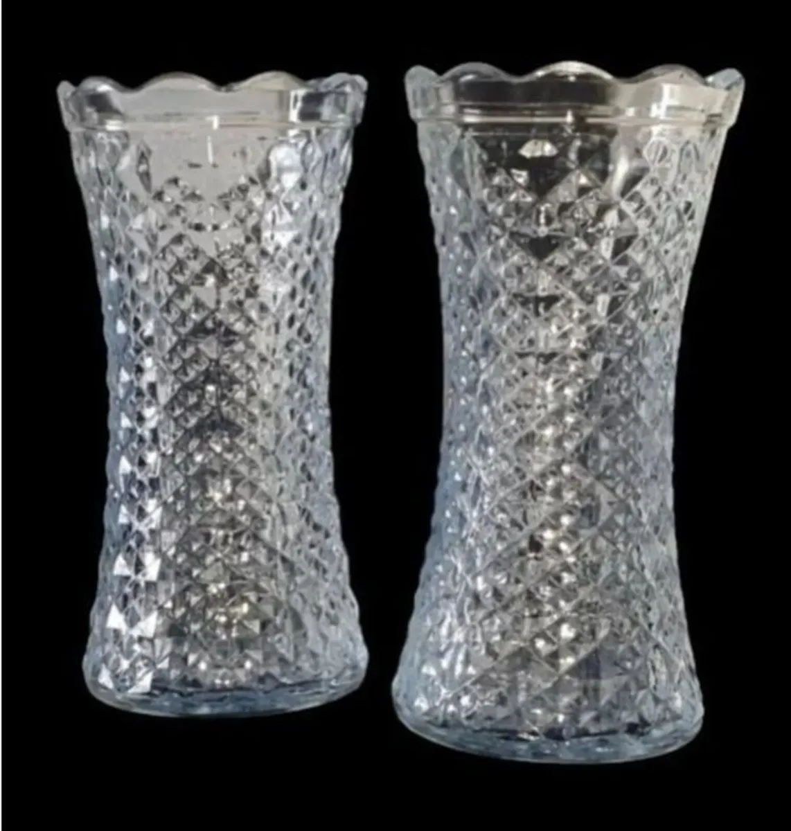 Pair of Vintage Pressed Glass Corset Vases - Image 4