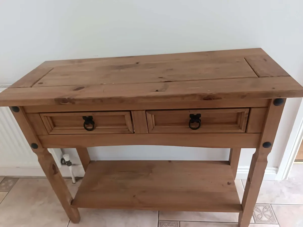 Corona Solid Pine Console Table / Hall Table - 2 D - Image 1