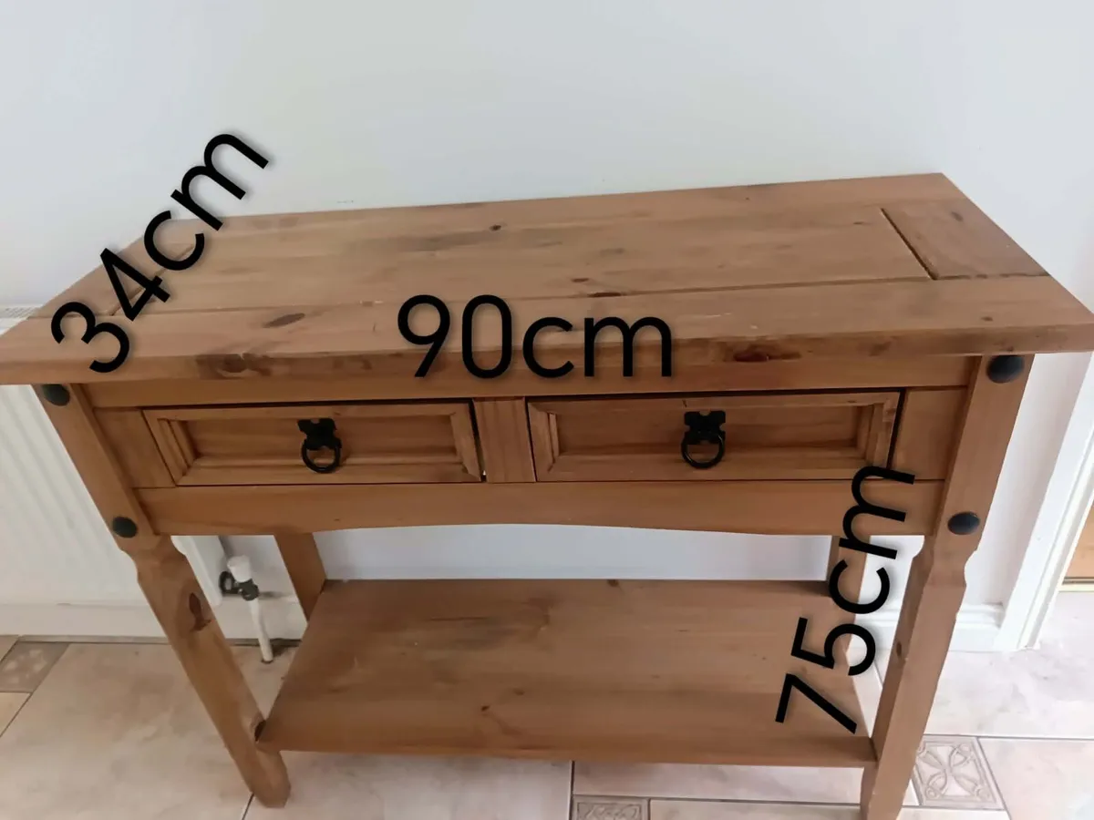 Corona Solid Pine Console Table / Hall Table - 2 D - Image 3