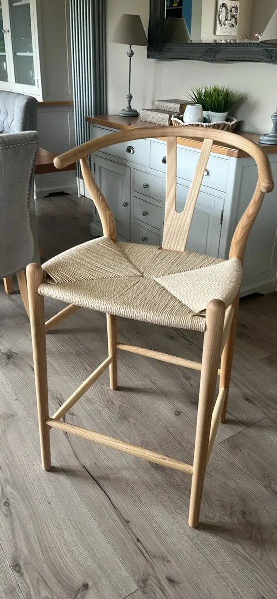 Wishbone wood bar stool - Image 1