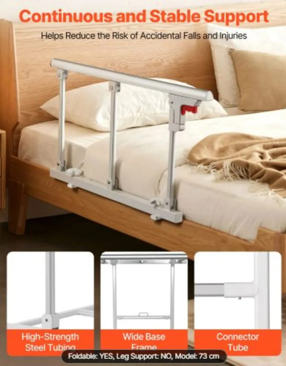 Foldable Bed Rail for Elderly, 70 cm Bedside - Image 2
