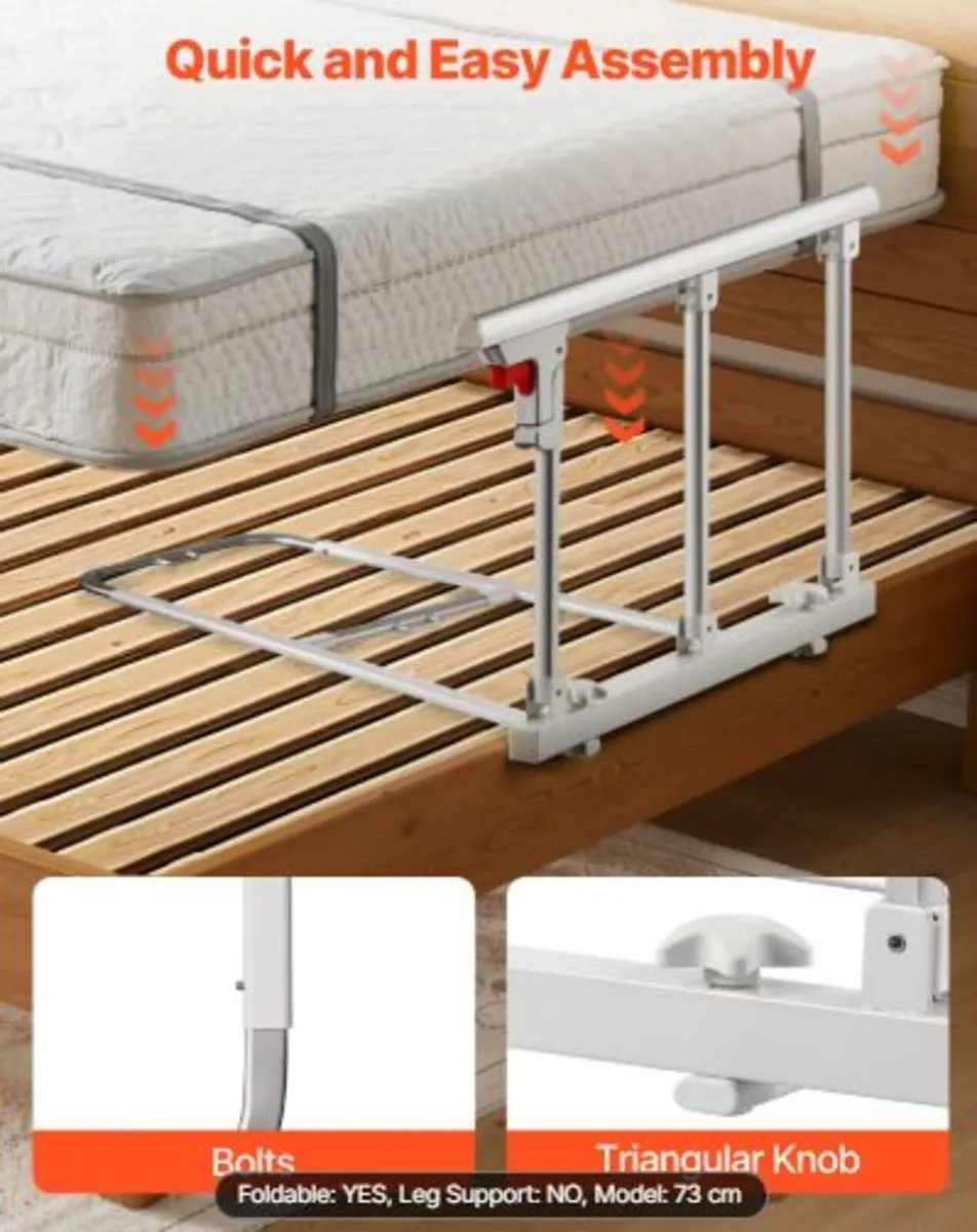 Foldable Bed Rail for Elderly, 70 cm Bedside - Image 3