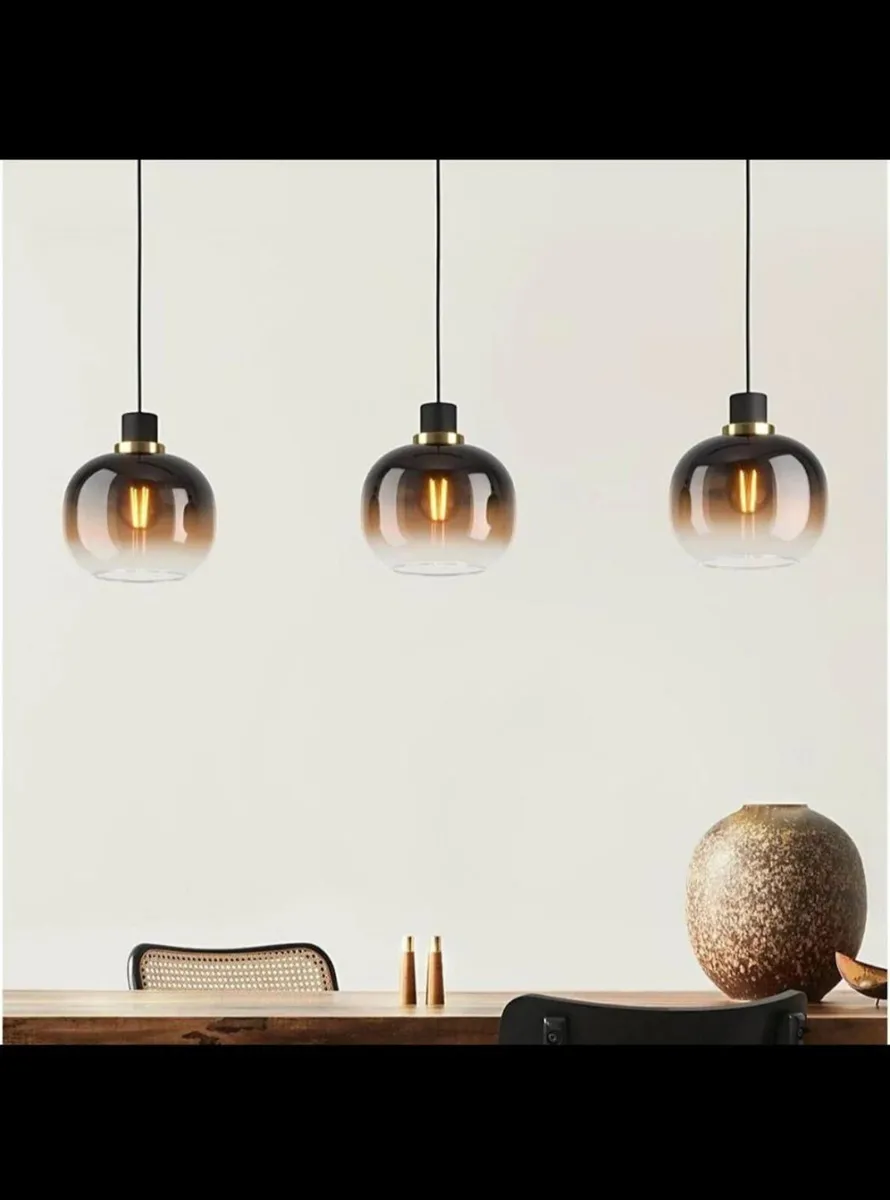 EGLO Oilella 3-Light Smoked Glass Pendant - Image 1