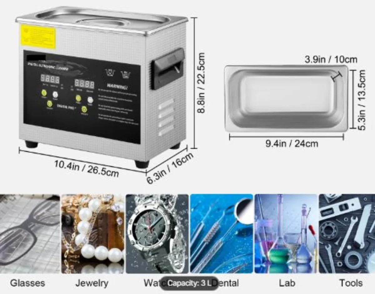3L Upgraded Ultrasonic Cleaner (200W Heater,120W - Image 4
