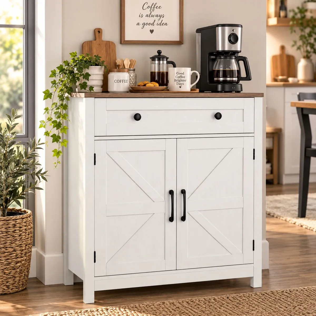 Farmhouse Sideboard Cabinet with Drawer & 2 Barn D - Image 1