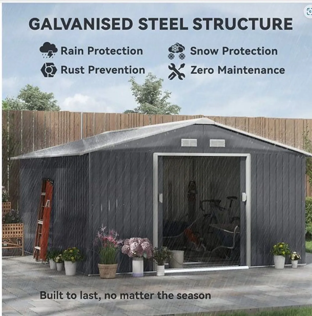 13 x 11ft Large Metal Garden Shed - Image 3