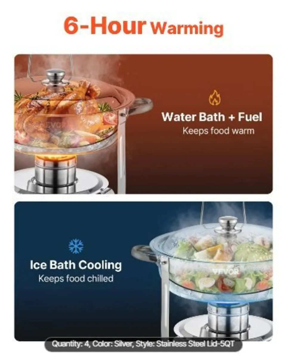 Chafing Dish Buffet Set, 5 Qt 4 Pack - Image 3