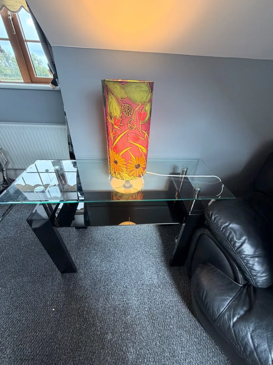 Black glass top console table - Image 3