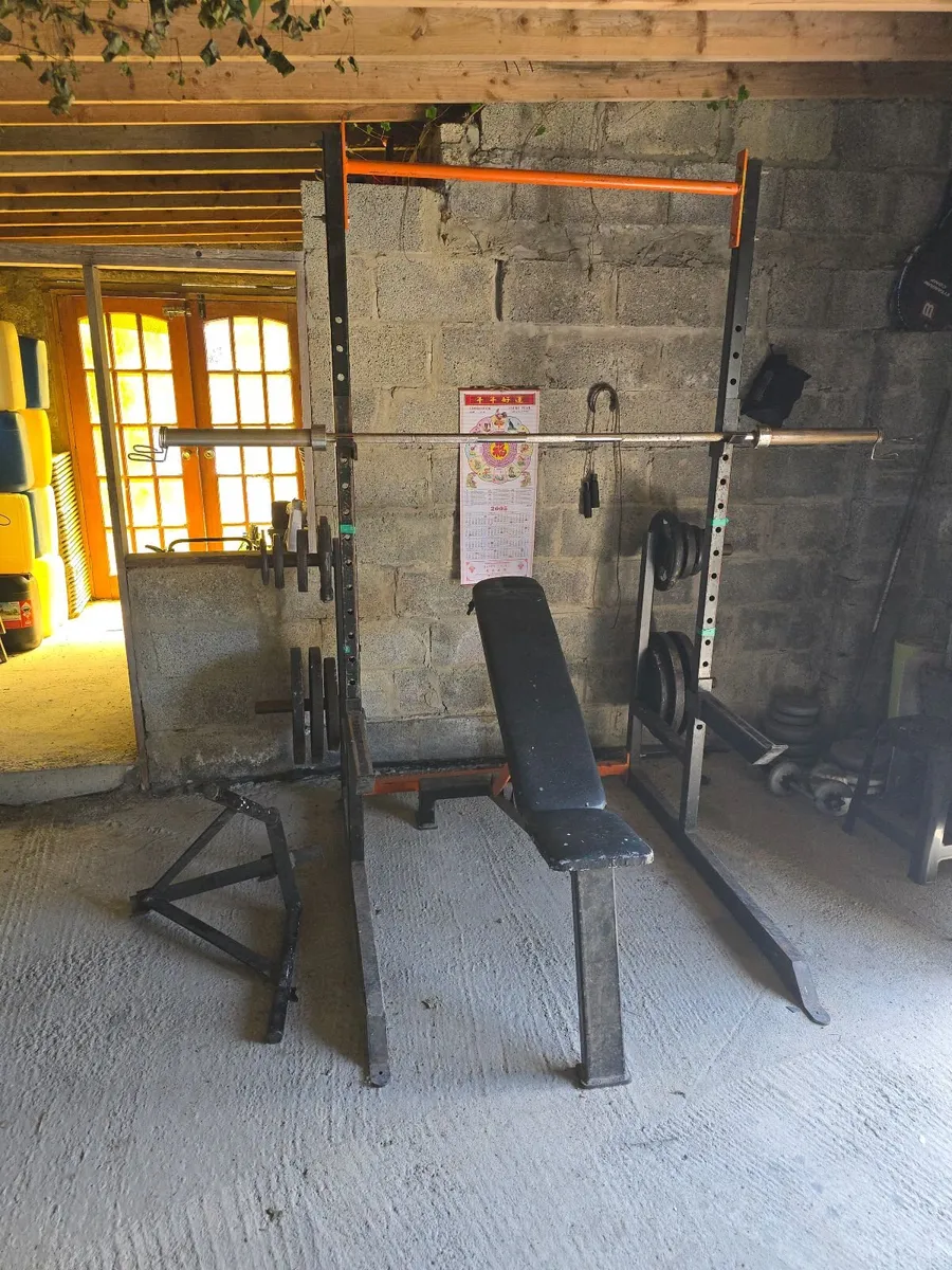 Gym squat rack bench olympic weights - Image 3