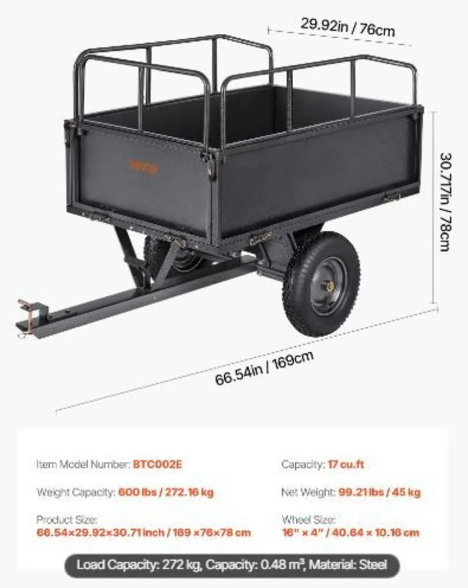 Garden Utility Trailer, 17 Cu. Ft & 272 kg - Image 4
