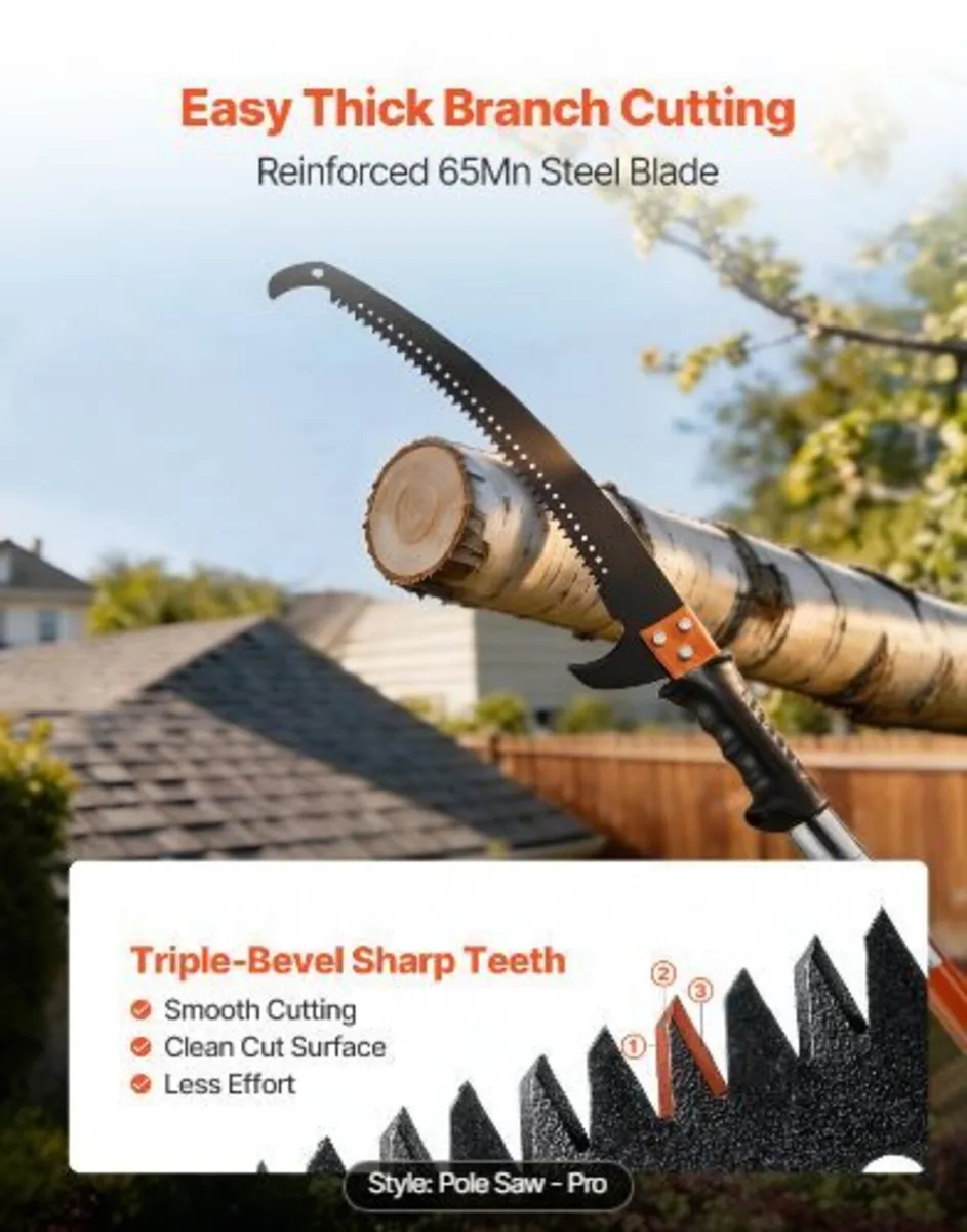 Manual Pole Saw, 2.2 - 8.2 m Extendable Tree Prune - Image 3