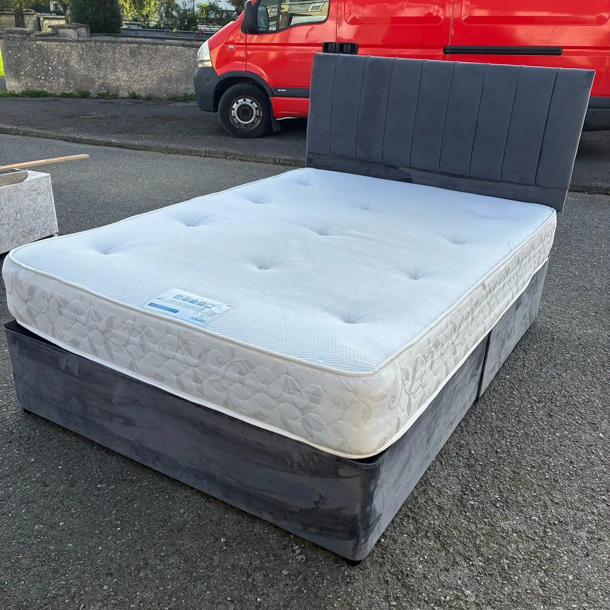 Grey Velvet Double bed - Image 3