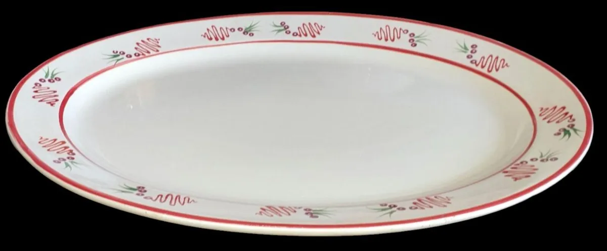 Pristine Vintage 2ft Ceramic Oval Serving Platter - Image 4
