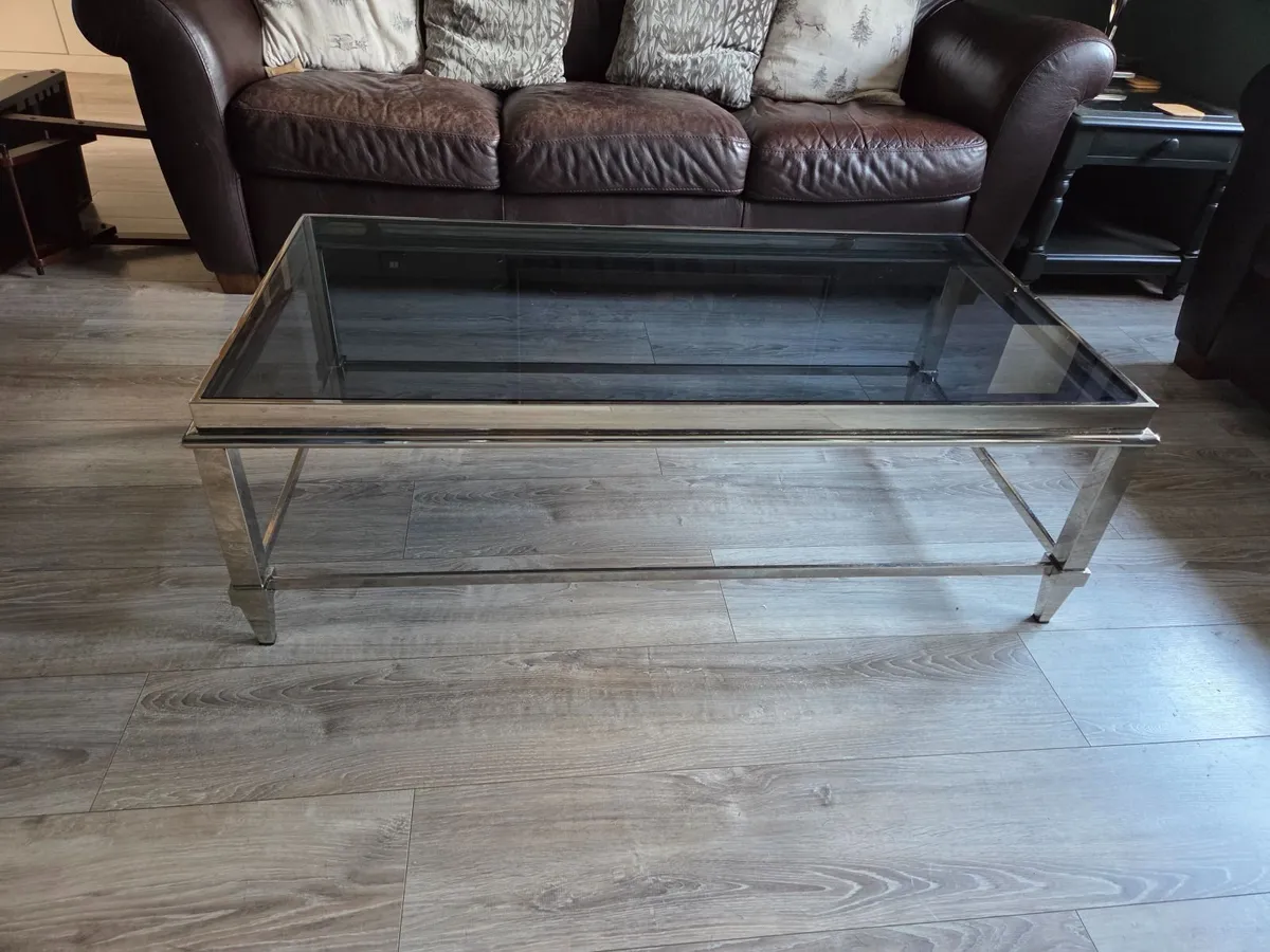 chrome glass top coffee table - Image 3