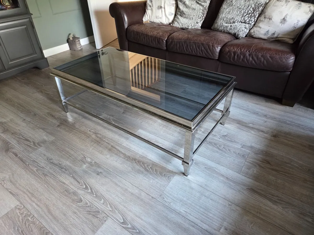 chrome glass top coffee table - Image 4