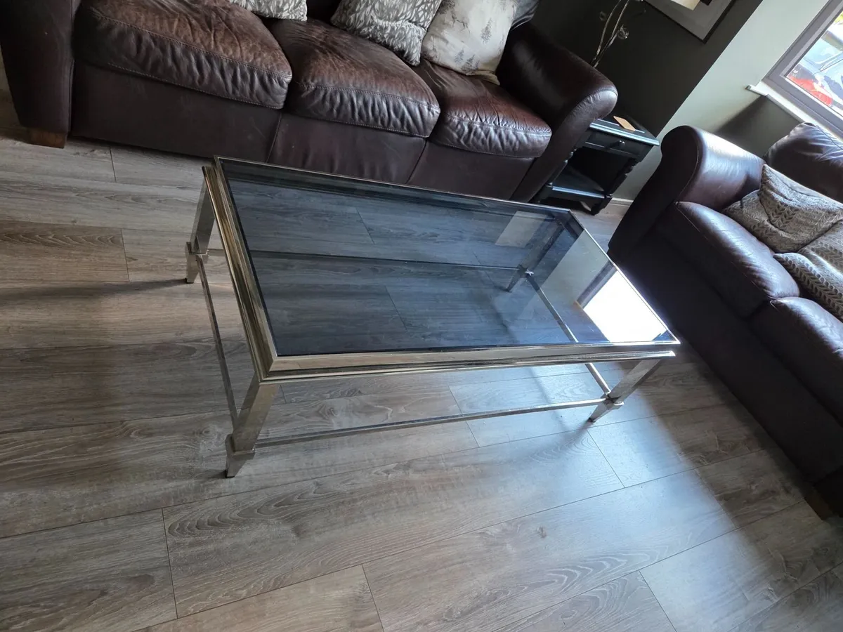chrome glass top coffee table - Image 2