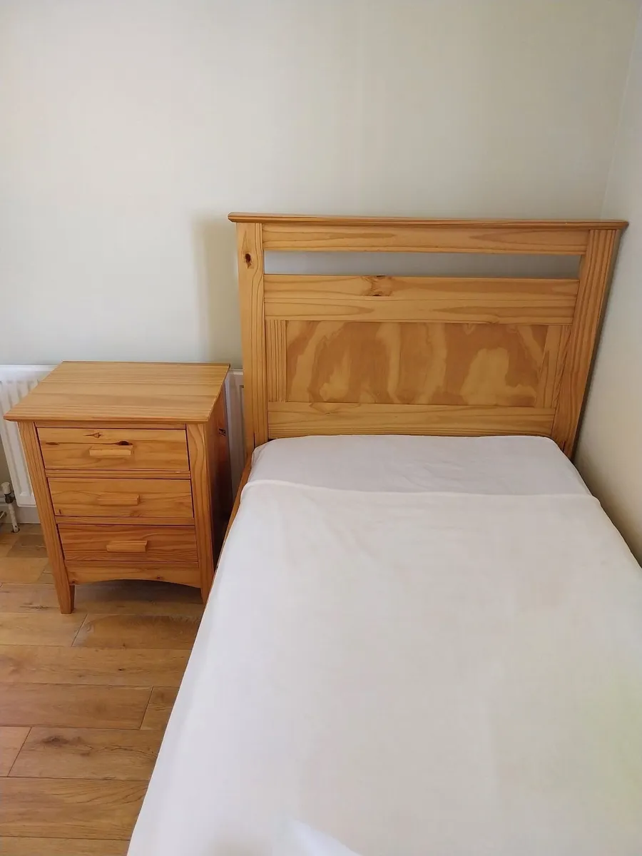 Solid Wood Single Bed Frame, Mattress & Locker - Image 2