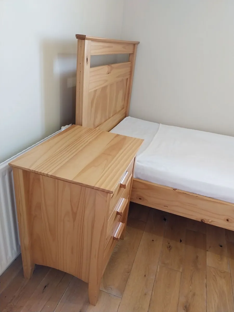 Solid Wood Single Bed Frame, Mattress & Locker - Image 3