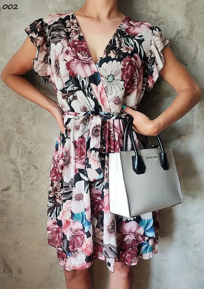 Floral dress, envelope with frills - Image 2