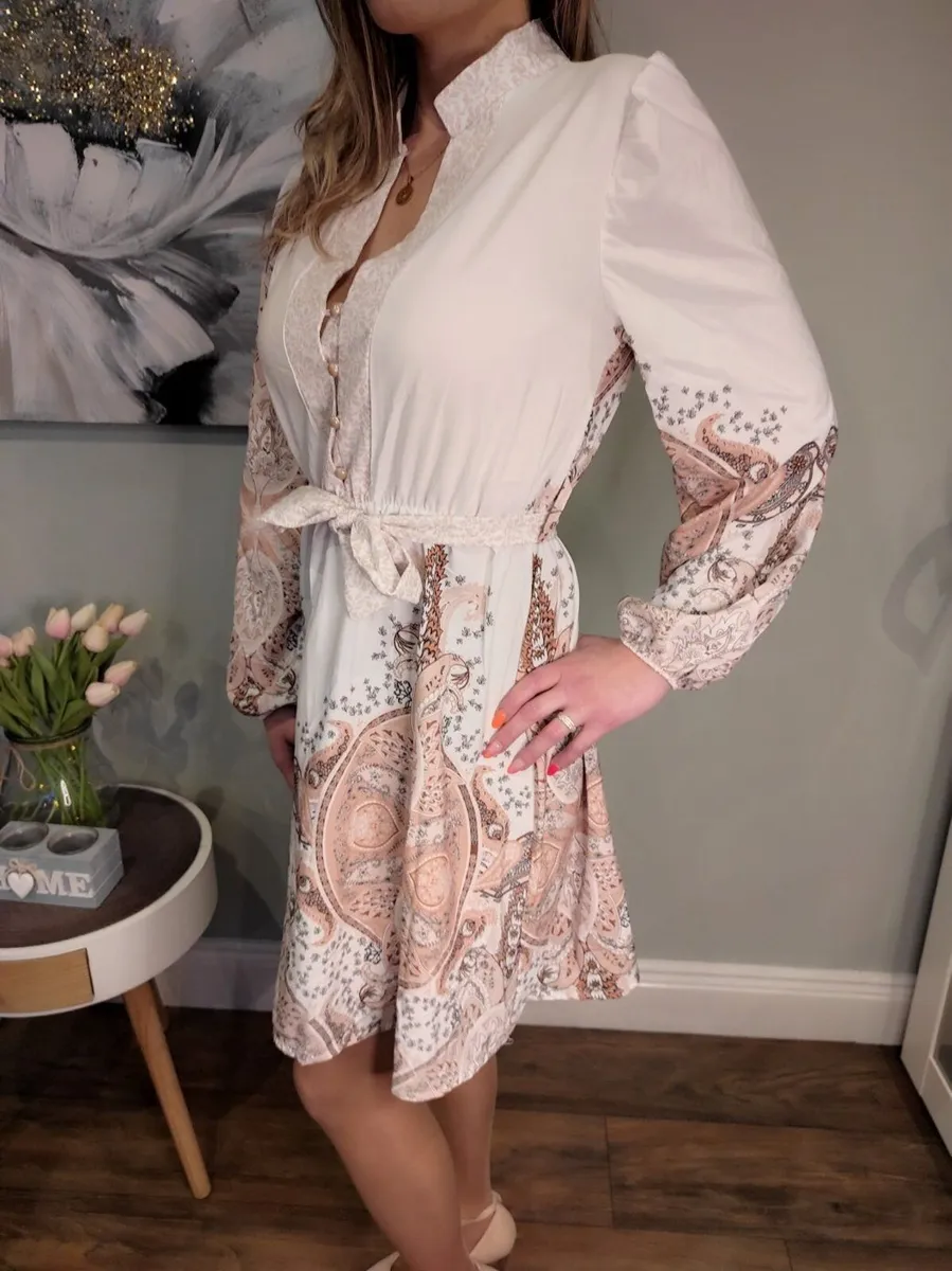 Flared dress blue,brown - Image 2