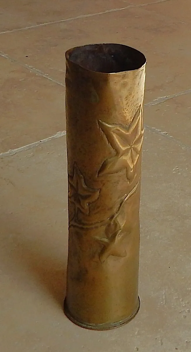 Vintage Brass Trench 75mm Art Artillery Shell - Image 1
