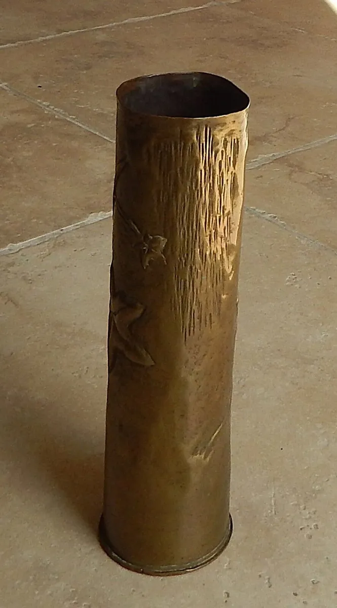 Vintage Brass Trench 75mm Art Artillery Shell - Image 2