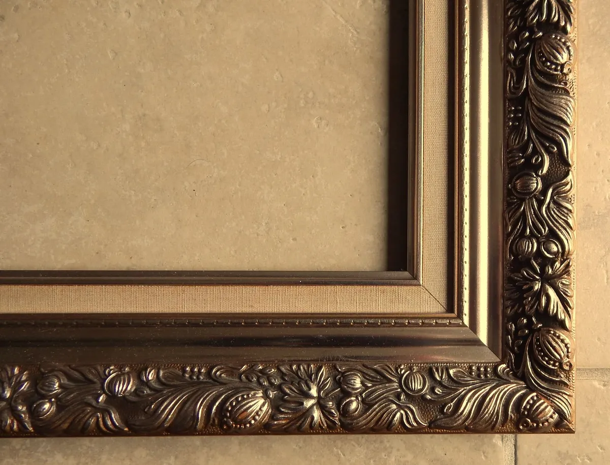 Large Ornate Wood Art Frame with Mount & Glass - Image 2