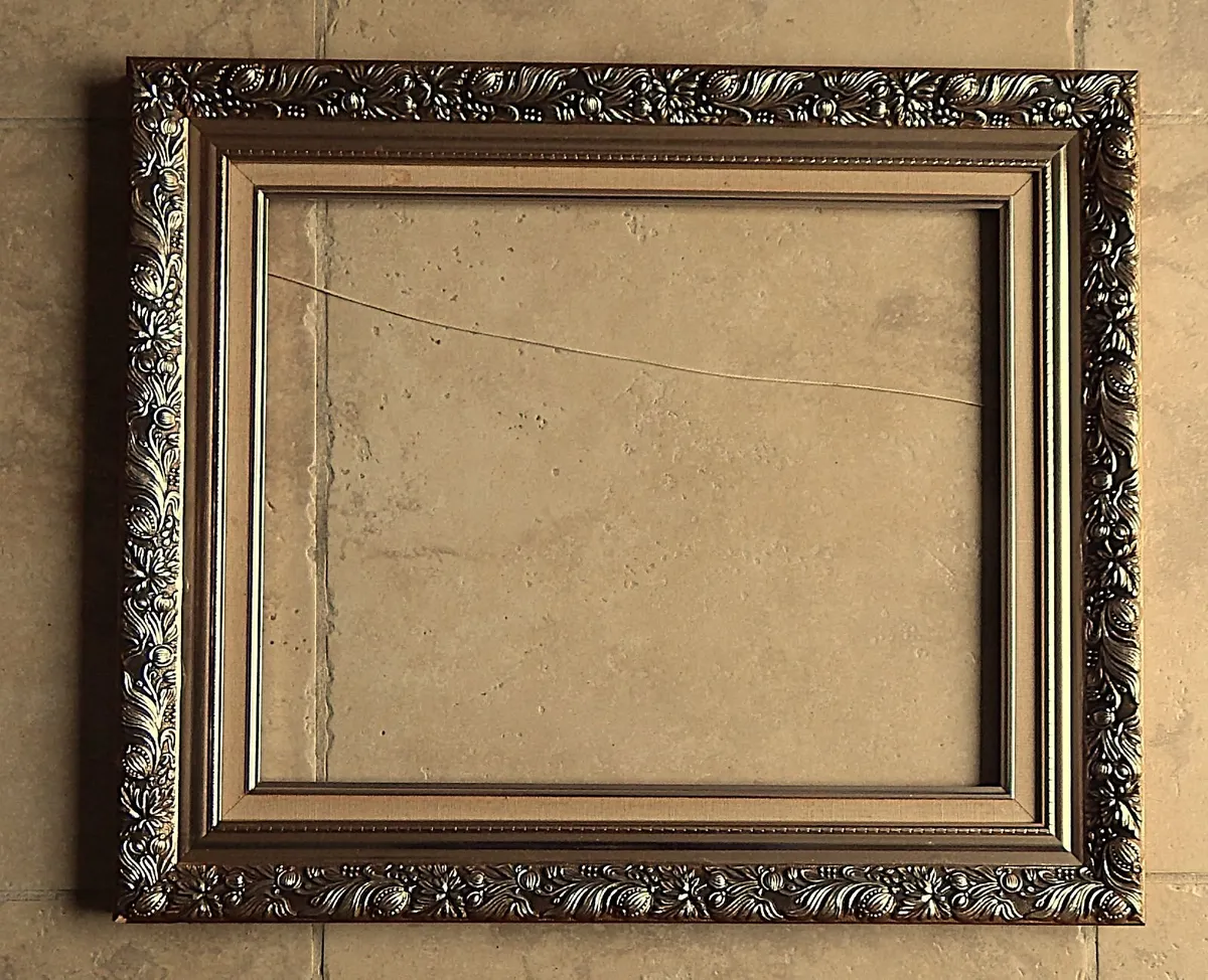 Large Ornate Wood Art Frame with Mount & Glass - Image 1