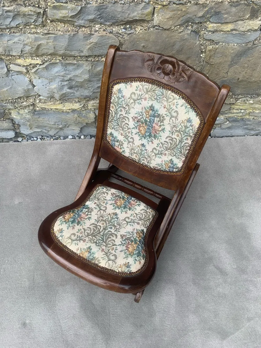 Antique mahogany folding rocking chair. - Image 2