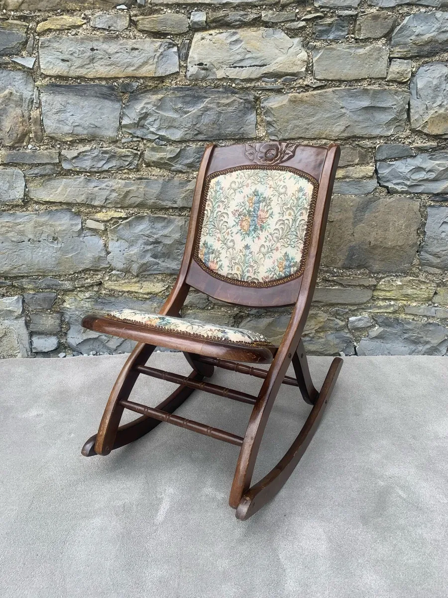 Antique mahogany folding rocking chair. - Image 1