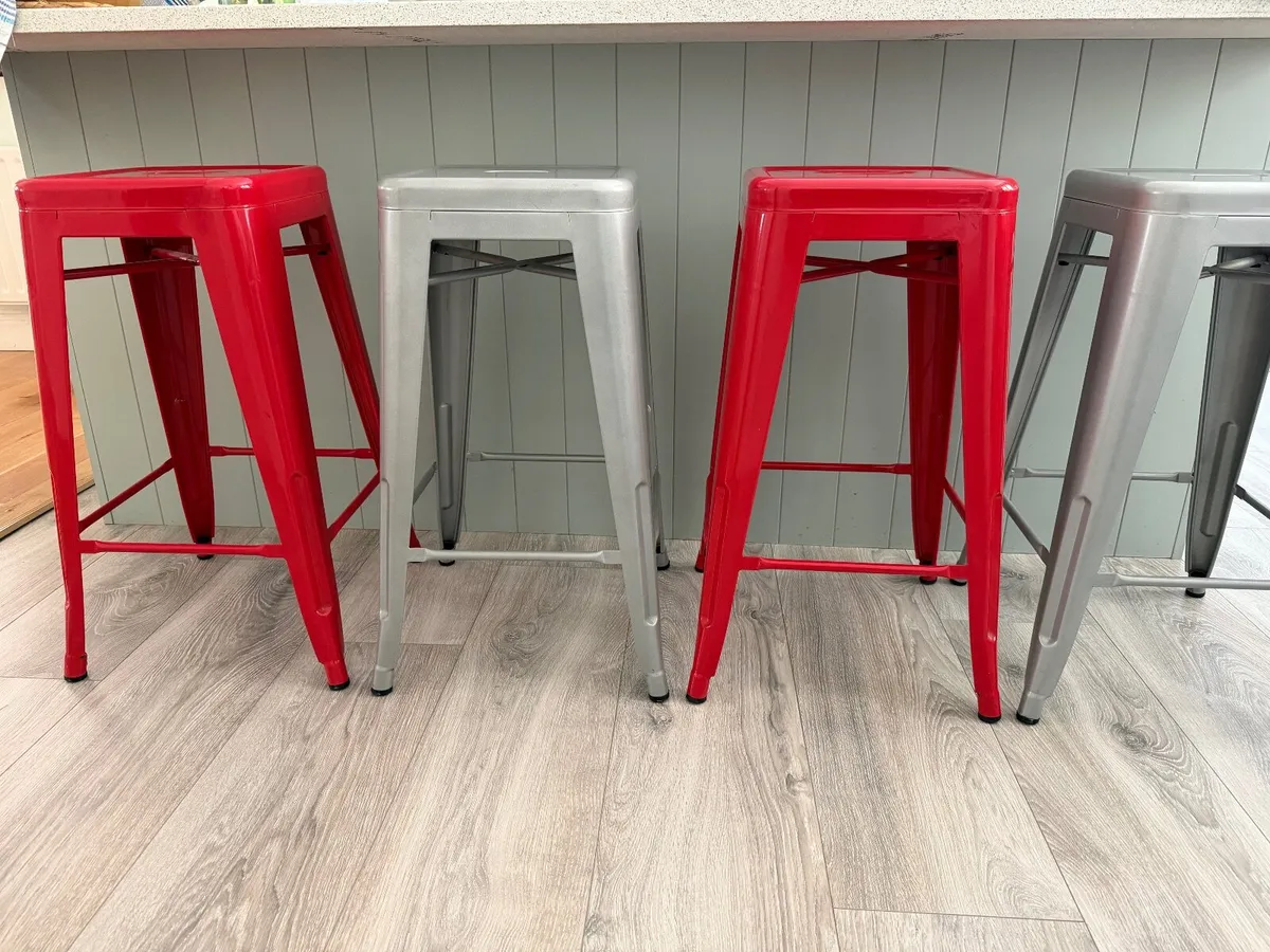 Barstools, metal, set of four - Image 1
