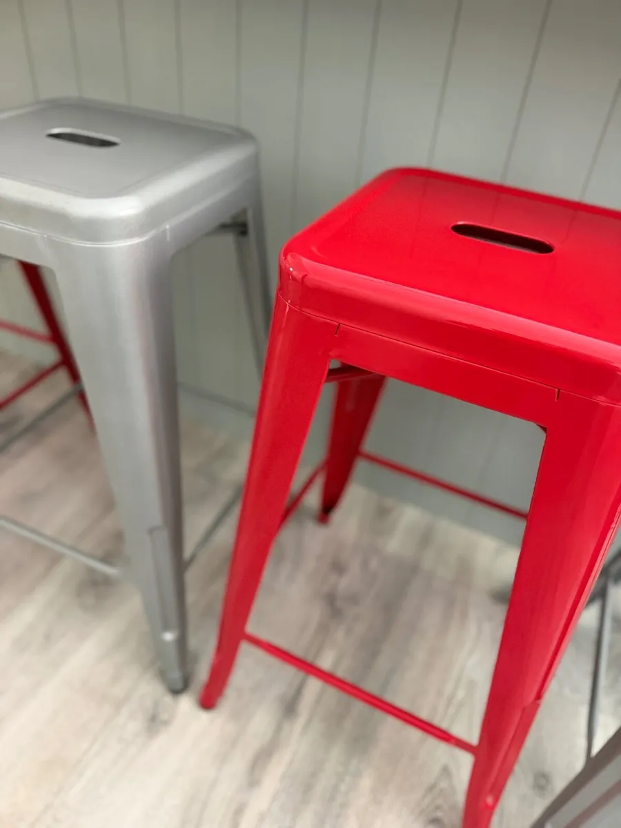 Barstools, metal, set of four - Image 2
