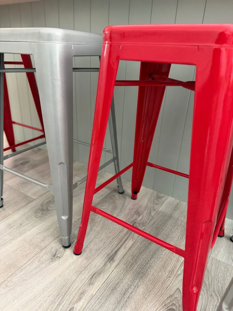 Barstools, metal, set of four - Image 3