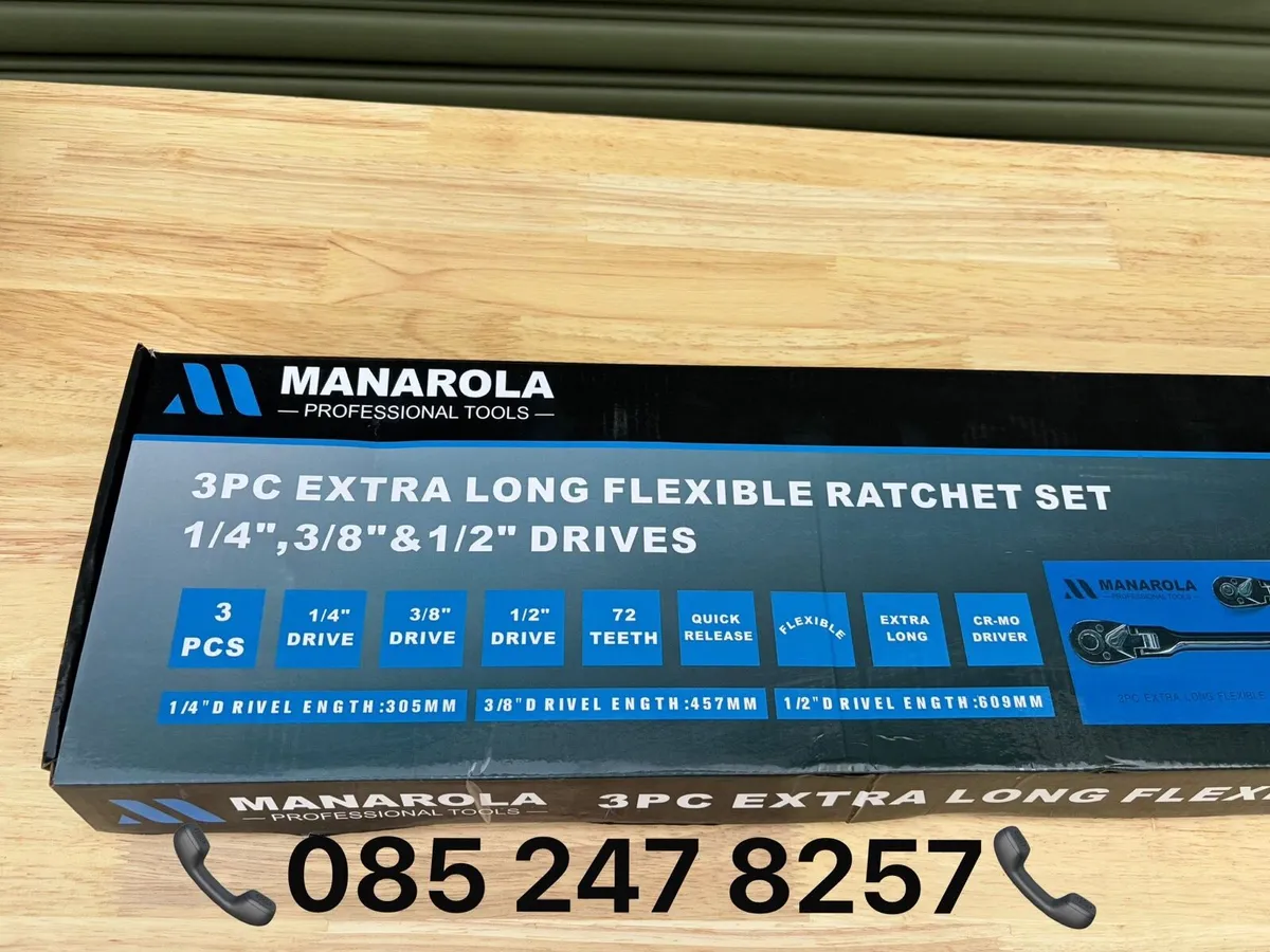 Brand New Manarola 3Pc Extra Long Flexible Ratchet - Image 4