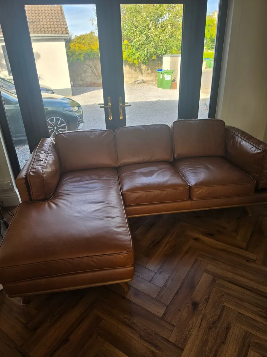 Livingroom Faux Leather  Tan Couch - Image 2