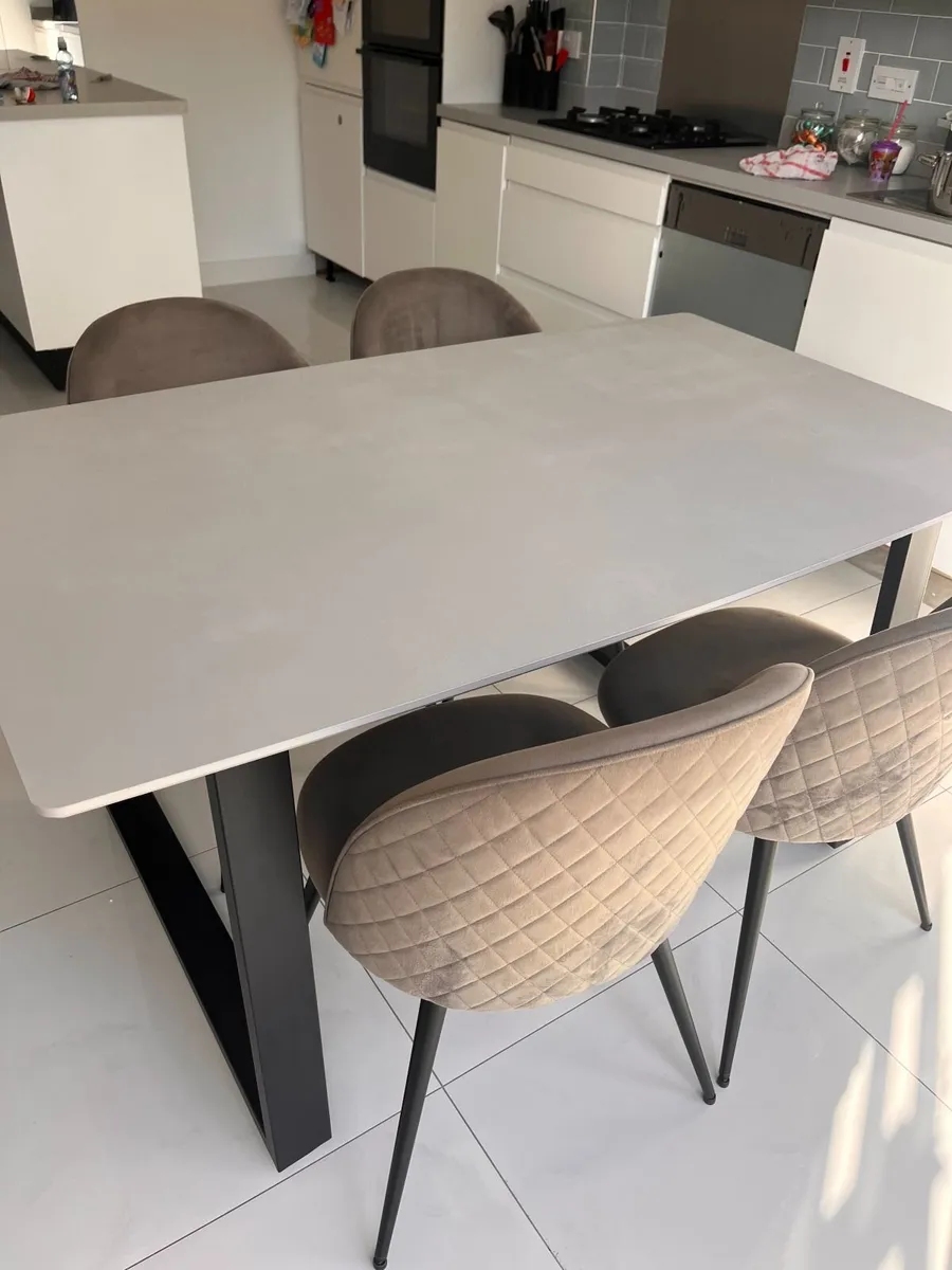 4 x JYSK velvet dining chairs - grey/black - Image 2