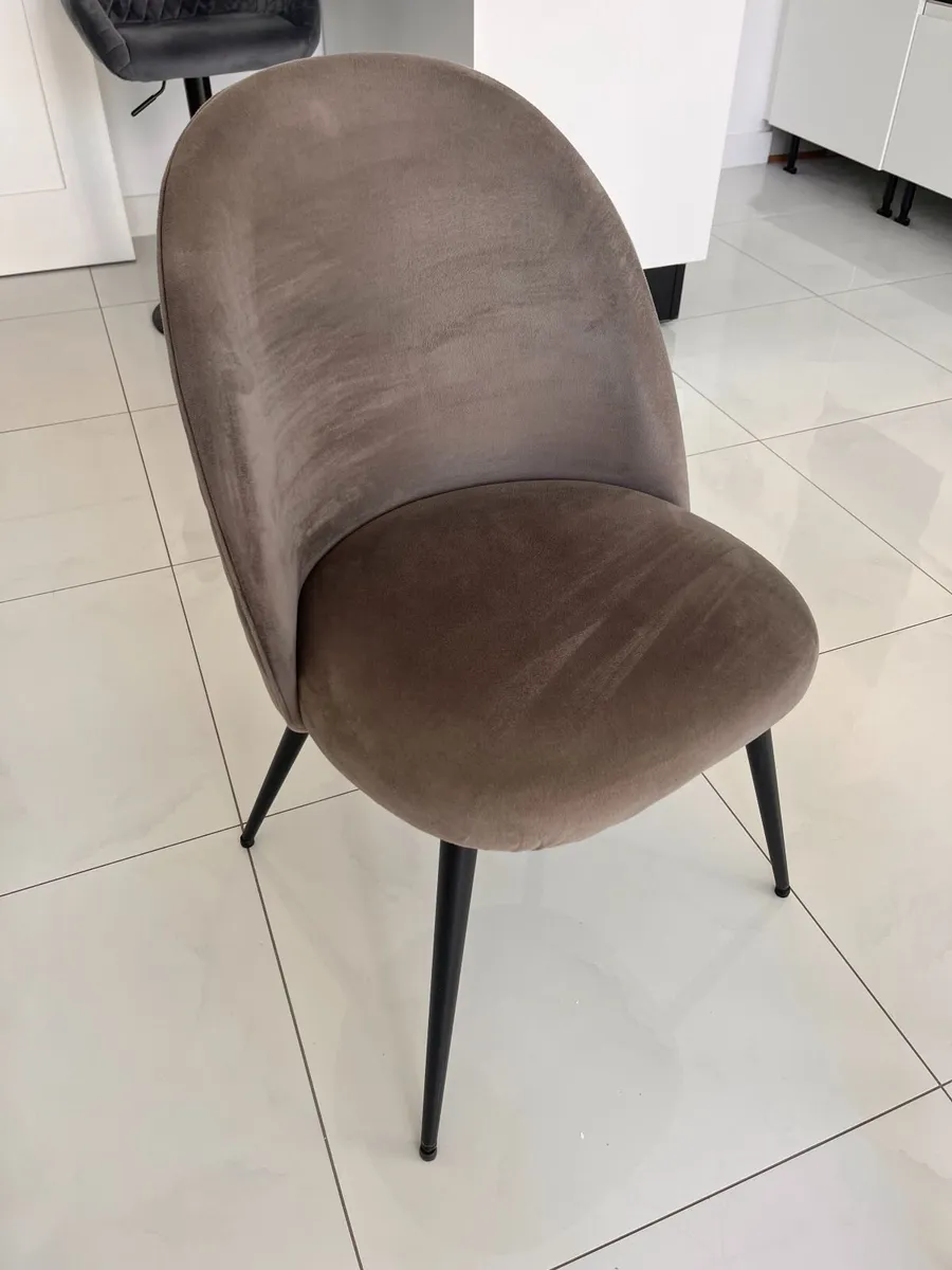 4 x JYSK velvet dining chairs - grey/black - Image 3