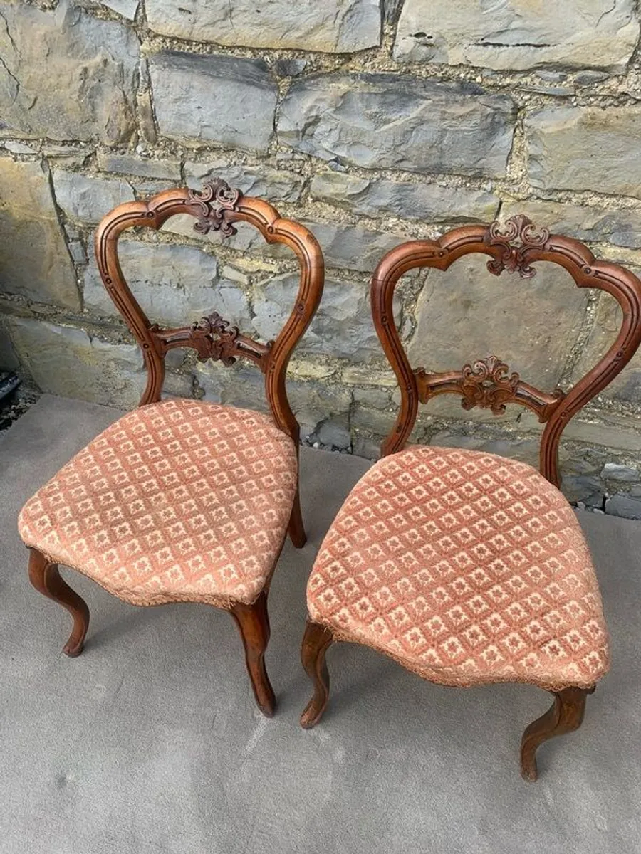 Victorian Carved Walnut Chairs. - Image 4