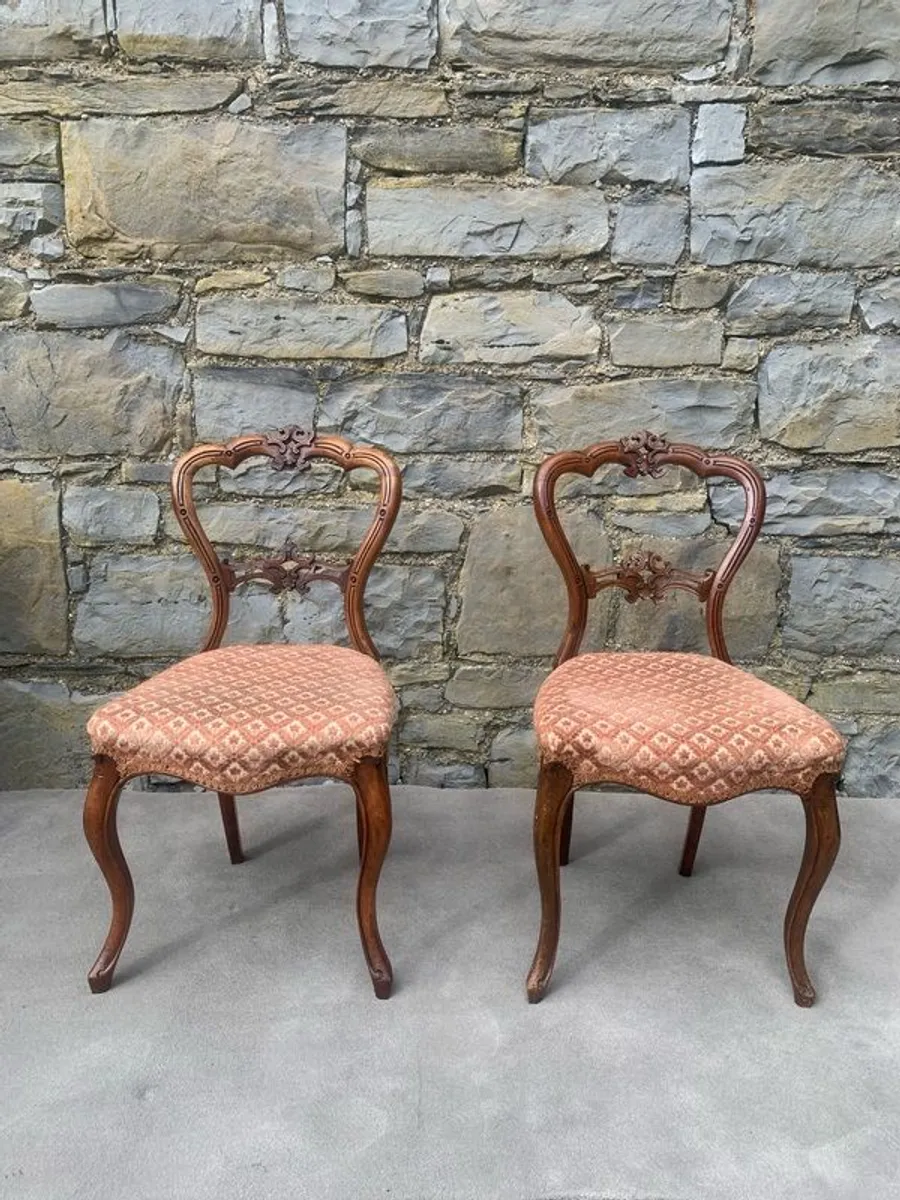 Victorian Carved Walnut Chairs. - Image 1