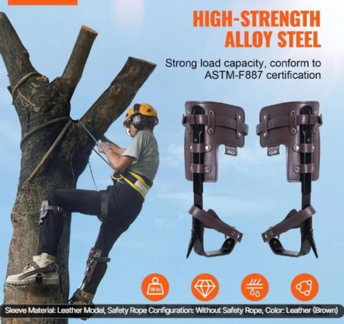 Tree Climbing Spikes, 1 Pair Alloy Steel - Image 3