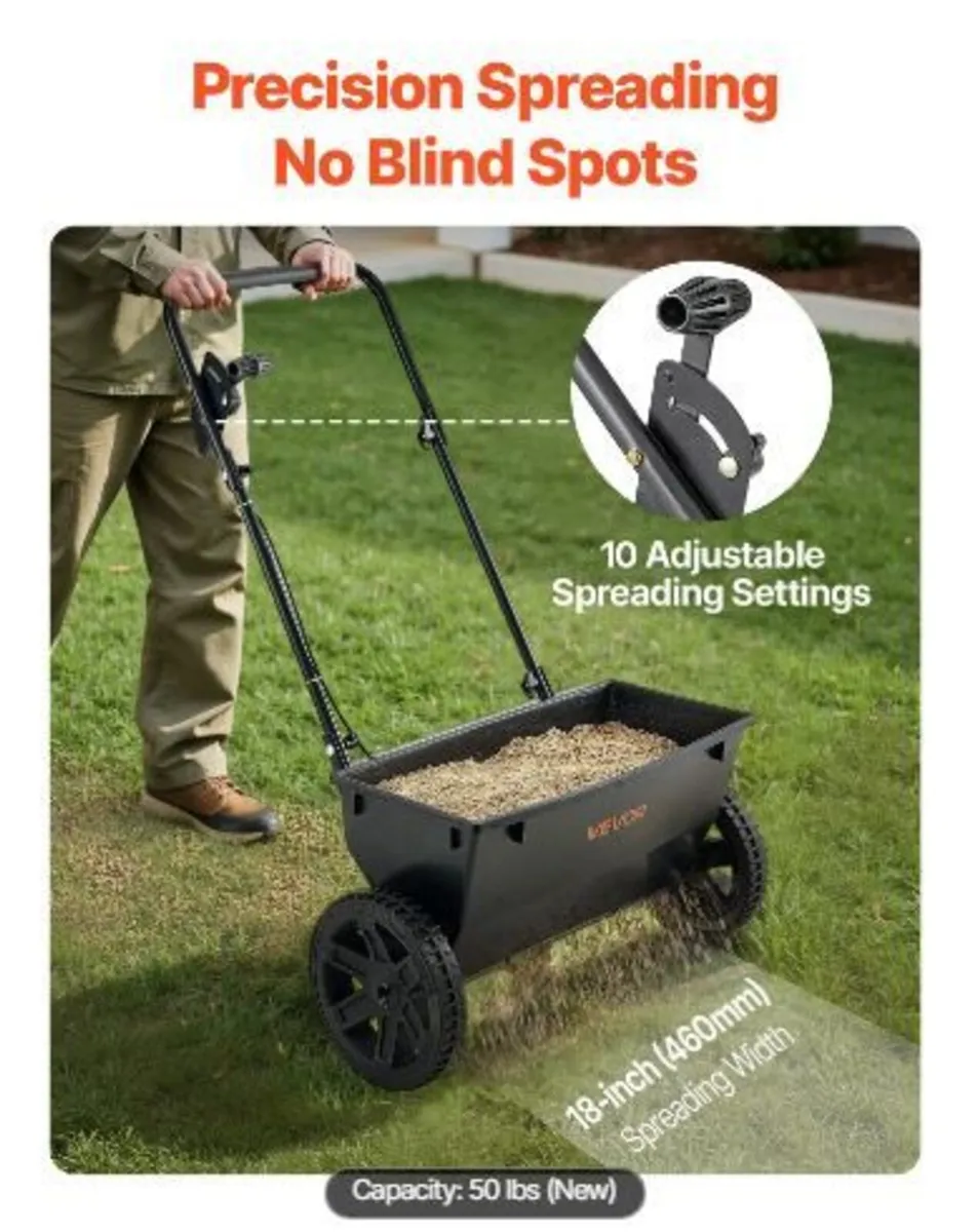 Walk-Behind Push Spreader, 50LBS Capacity - Image 1