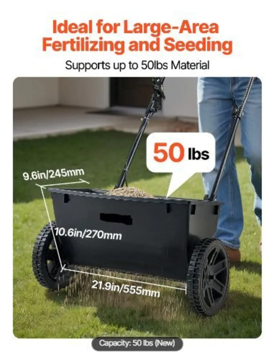 Walk-Behind Push Spreader, 50LBS Capacity - Image 3