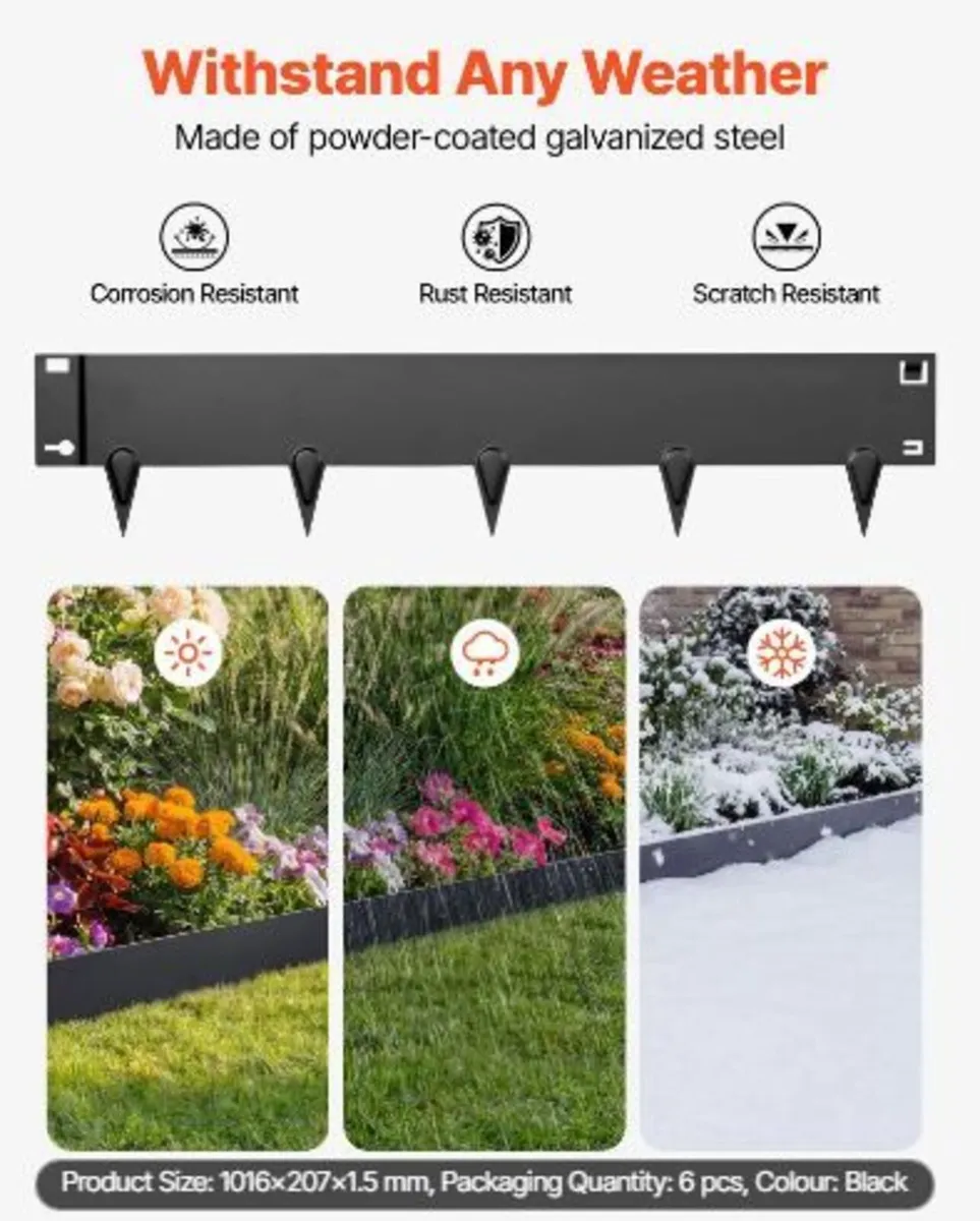 Galvanized Steel Landscape Edging, 6-Pack - Image 1