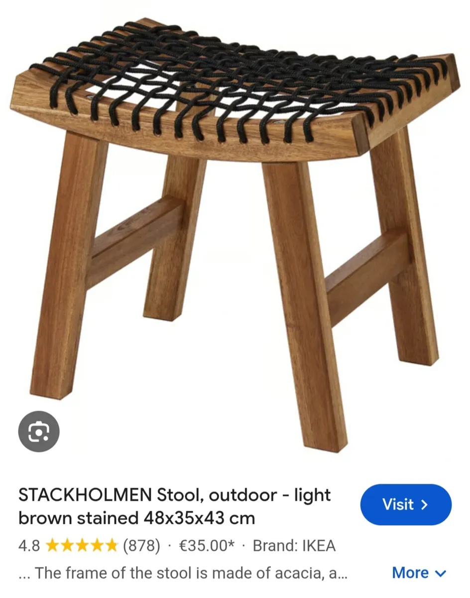 IKEA Stackholmen Stool - dark wood black rope - Image 1